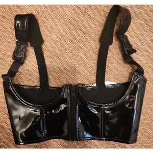 Dolls Kill Black Patent Undurbust Top Size S/M